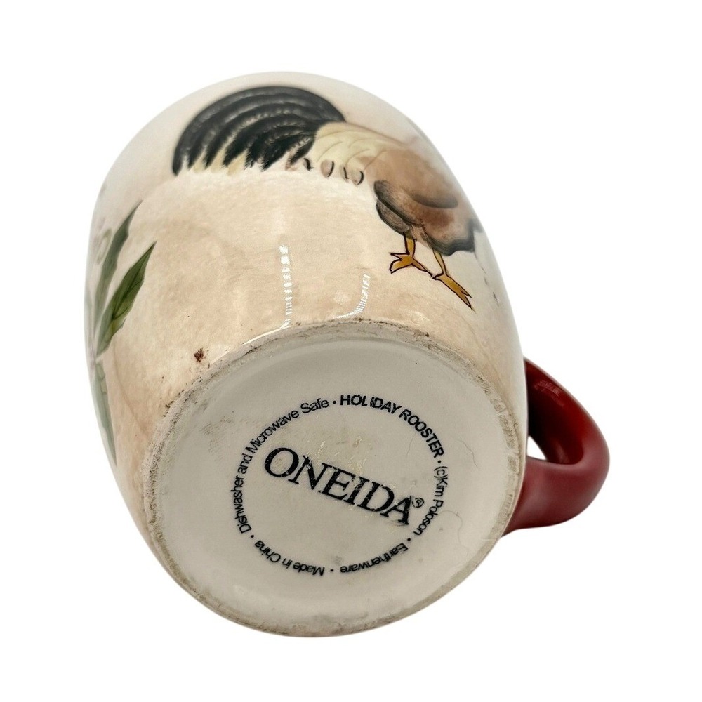 Oneida Rooster Coffee Mug Cream Red Ceramic Farmhouse Country Chicken Tea Cup - Picture 4 of 7